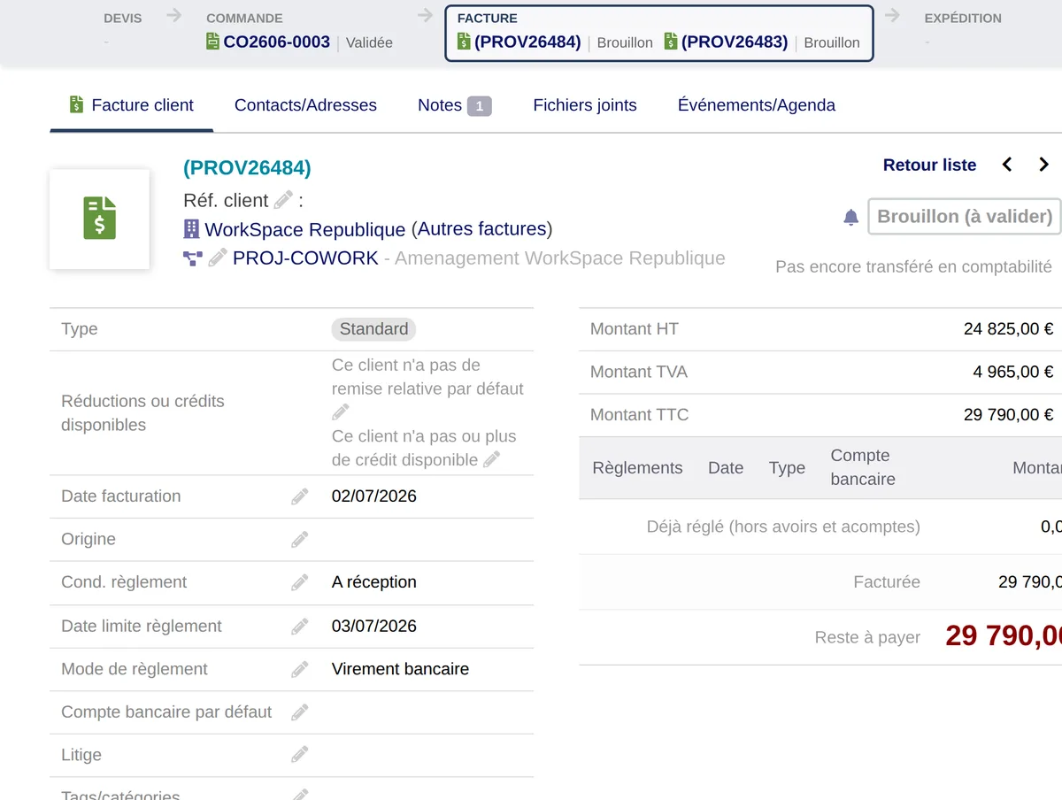 Capture d’écran de Object Banner dans Dolibarr